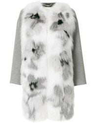 Fendi Fur Trim Cashmere Coat - Grey