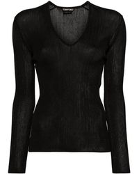 Tom Ford - Sheer Fine-Ribbed Top - Lyst