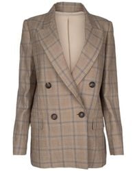 Brunello Cucinelli - Prince Of Wales Linen Blazer - Lyst