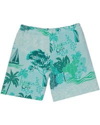 Laneus - Geometric Patterned Cotton Shorts - Lyst