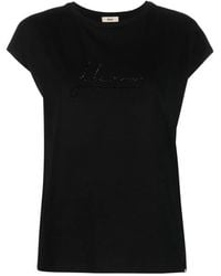 Herno - Crystal-Embellished Logo T-Shirt - Lyst
