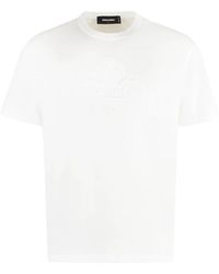 DSquared² - Cotton T-Shirt With Ribbed Trim And Signature Logo - Lyst
