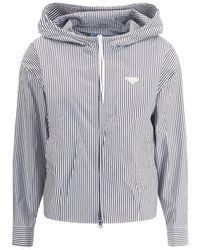 Prada - Striped Hooded Jacket - Lyst