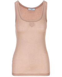 Prada - Sleeveless Logo Top - Lyst