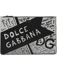 Dolce & Gabbana Logo bedrucktes flaches Necessaire - Schwarz