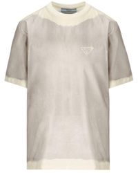 Prada - Maglietta in cotone con logo - Lyst