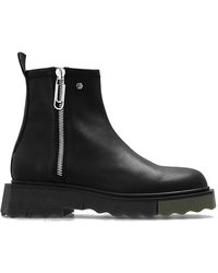 Off-White c/o Virgil Abloh Leather Ankle Boots in Black for Men | Lyst