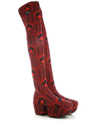 Prada - Jaquard-Bestickte Stiefel - Lyst