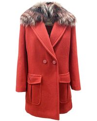 Fendi - Cappotto in lana con collo di pelliccia - Lyst