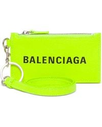 Balenciaga Logo Portemonnaie aus Leder - Gelb