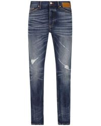 Palm Angels - Straight-Leg Distressed Denim Jeans With Five-Pocket Design - Lyst