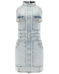 Balmain - Chic Denim Mini Dress - Lyst