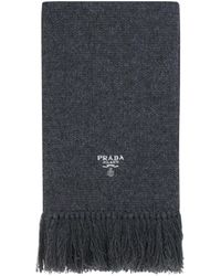 Prada - Sciarpa logo in cashmere - Lyst