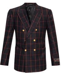 Gucci - Double-Breasted Check Blazer - Lyst