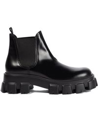 Prada - Monolith Leather Ankle Boots - Lyst
