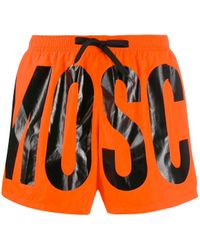 Moschino Logo Print Swim Shorts - Orange