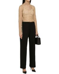 Dolce & Gabbana - Bluse Mit Hohem Kragen Aus Floraler Spitze - Lyst