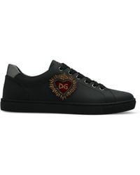 Dolce & Gabbana Logo Leather Sneakers - Black