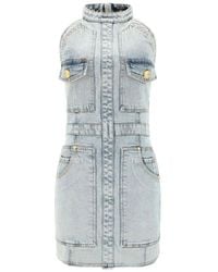 Balmain - Chic Denim Mini Dress - Lyst
