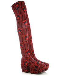 Prada - Jaquard-Bestickte Stiefel - Lyst