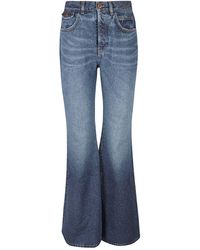 Chloé - Jeans in cotone blu con dettaglio logo - Lyst