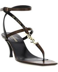 Saint Laurent - Cassandra Flip-Flop-Sandalen Aus Leder - Lyst