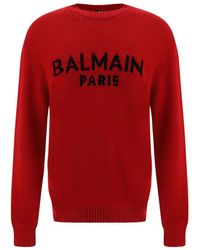 Balmain - Maglione in lana con logo - Lyst