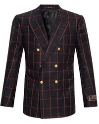 Gucci - Double-Breasted Check Blazer - Lyst
