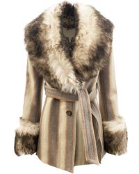 Marc Jacobs Fur Trim Coat - Braun