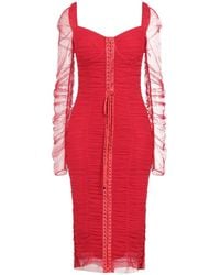 Dolce & Gabbana - Silk Ruched Tulle Midi Dress - Lyst