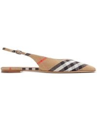 Burberry - Check Birdie Slingback Ballerina Flats - Lyst