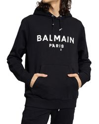 Balmain - Baumwoll-Logo-Sweatshirt mit Kapuze - Lyst
