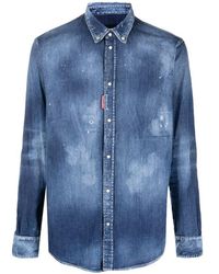 DSquared² - Distressed Effect Denim Shirt - Lyst