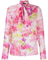 Versace - Camicia stampata in seta - Lyst