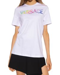Versace - T-Shirt mit Logo aus Baumwolle - Lyst