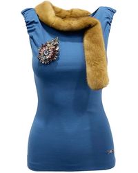 DSquared² - Top senza maniche con colletto in visone - Lyst