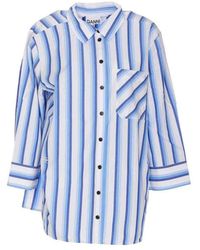 Ganni - Cotton Striped Shirt - Lyst