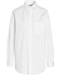 Maison Margiela - Long Poplin Shirt With Curved Hem And Button Closure - Lyst