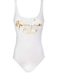 Moschino Einteiliger Logo-Badeanzug - Weiß