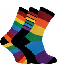 Sock Snob - 3 Pairs Ladies Bright Patterned Striped Cotton Socks - Lyst