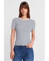 Dilvin - Gestreepte Geribbelde Brei Blouse - Lyst