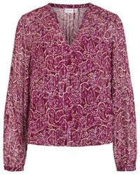 Vila - Viganza Rio V-Neck Ls Top Dessin - Lyst
