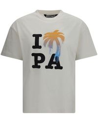 Palm Angels - Witte Katoenen T-Shirt - Lyst