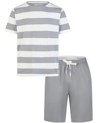 Phil & Co. Berlin - Shortama Korte Pyjama Set Grijs Gestreept - Lyst