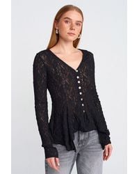Dilvin - Lace V-Neck Button Cardigan - Lyst