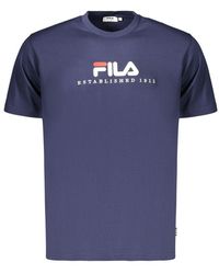 Fila - Blauwe Katoenen T-Shirt Voor Mannen - Lyst