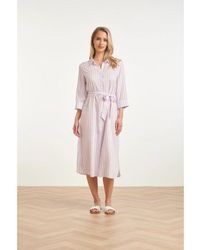 Smashed Lemon - Gestreepte Maxi-Jurk Met Tailleceintuur - Lyst