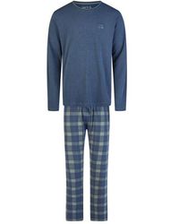 Phil & Co. Berlin - Winter Pyjama Set Lang Interlock Donkerblauw Geruit - Lyst