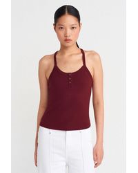 Dilvin - Slim Fit Ribbed Knit Cami Blouse - Lyst