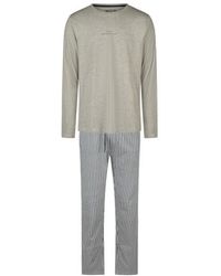 Phil & Co. Berlin - Pyjama Set Lang Grijs Gestreept - Lyst